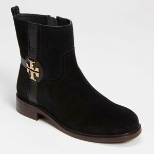 TORY BURCH Alaina Ankle Boots/Booties. Black Suede 5451. Beautiful Black Leather